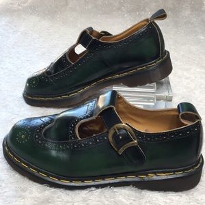 Green DR. MARTENS shoe T bar US10 vintage
